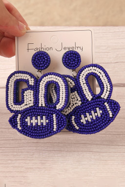 Bluing Beaded GO Rugby Shape Dropping Earrings