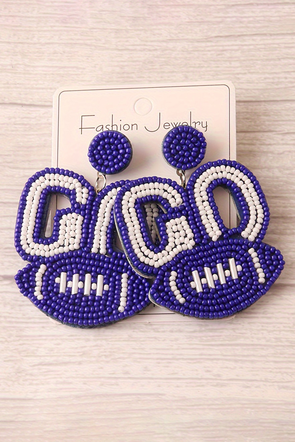 Bluing Beaded GO Rugby Shape Dropping Earrings