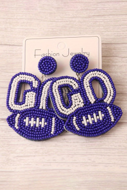 Bluing Beaded GO Rugby Shape Dropping Earrings