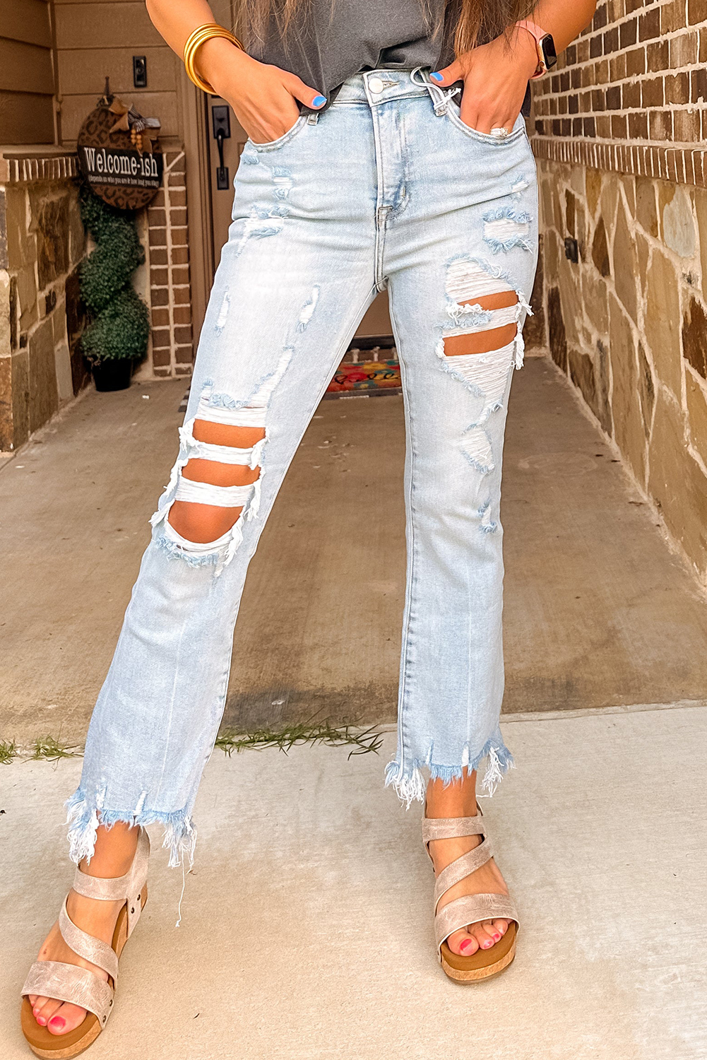 thumbnail image 2 of Womens High Waisted Straight Leg Slim Fit Raw Hem Seychelles 2 of 14