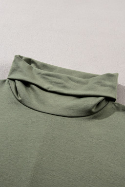 Green Cowl Neck Loose Fit Tunic Top