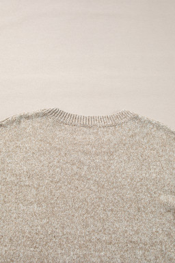Khaki Star Pattern Drop Shoulder Knit Sweater