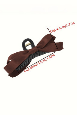 Coffee Solid Color Ribbon Bow Decor Hair Clip