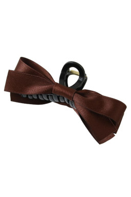 Coffee Solid Color Ribbon Bow Decor Hair Clip