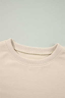 Jet Stream Plain Ruffle Shoulder Long Sleeve Top