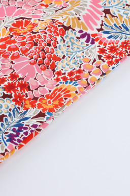 Multicolor Gorgeous Notch V Neck Short Sleeve Floral Blouse