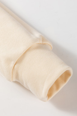 Apricot Bowknot Plain Round Neck Sweatshirt