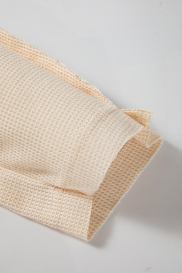 Jet Stream Waffle Patchwork Side Pockets Henley Collared Plus Size Top