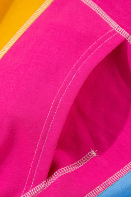 Rose Red Plus Size Colorblock Patchwork Exposed Seam Sweatshirt