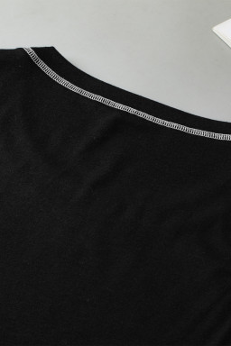 Black Contrast Stitch Round Neck Tank Top