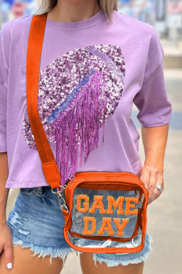 Orange Chenille GAME DAY Pattern Clear Bag