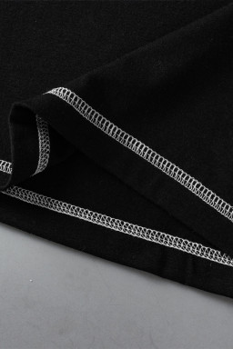 Black Contrast Stitch Round Neck Tank Top