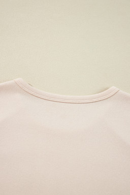 Beige Flower Exposed Seam Patchwork Loose Top