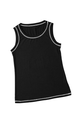 Black Contrast Stitch Round Neck Tank Top
