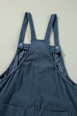 Real Teal Plain Pocketed Loose Fit Corduroy Overalls