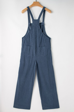 Real Teal Plain Pocketed Loose Fit Corduroy Overalls
