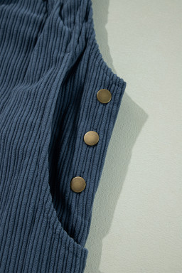 Real Teal Plain Pocketed Loose Fit Corduroy Overalls