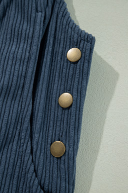 Real Teal Plain Pocketed Loose Fit Corduroy Overalls