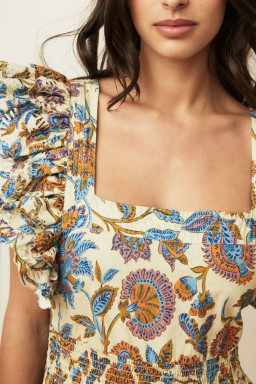 Beige Boho Floral Backless Ruffle Tiered Maxi Dress