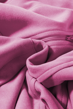 Bonbon Zip Up Stand Collar Ribbed Thumbhole Sleeve Sweatshirt