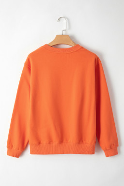 Russet Orange Solid Color Drop Shoulder Terry Sweatshirt