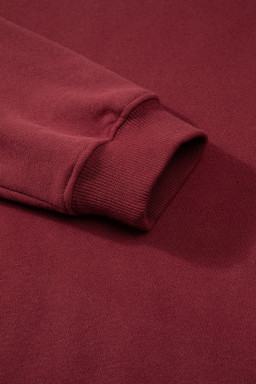 Burgundy Solid Color Drop Shoulder Terry Sweatshirt