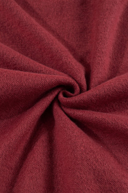 Burgundy Solid Color Drop Shoulder Terry Sweatshirt