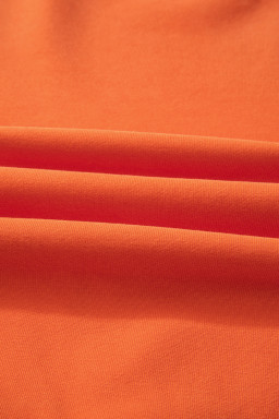 Russet Orange Solid Color Drop Shoulder Terry Sweatshirt