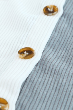 White Pocket Casual Color Block Button Up Shacket