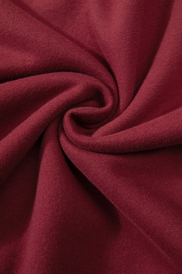Burgundy Solid Color Drop Shoulder Terry Sweatshirt
