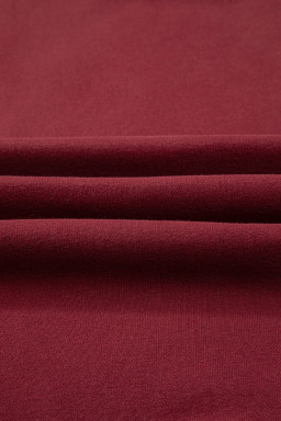 Burgundy Solid Color Drop Shoulder Terry Sweatshirt