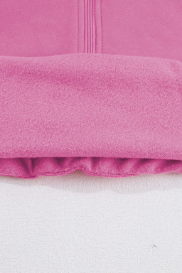 Bonbon Zip Up Stand Collar Ribbed Thumbhole Sleeve Sweatshirt