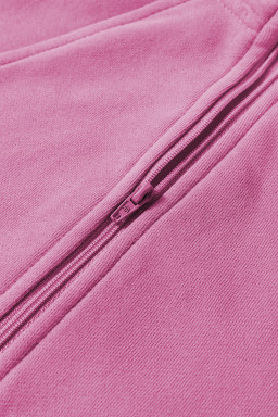 Bonbon Zip Up Stand Collar Ribbed Thumbhole Sleeve Sweatshirt