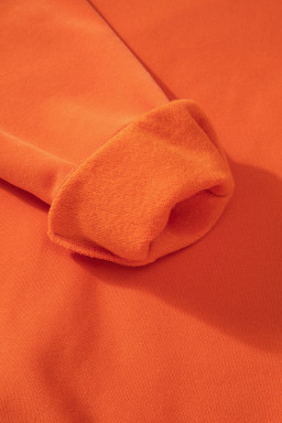 Russet Orange Solid Color Drop Shoulder Terry Sweatshirt