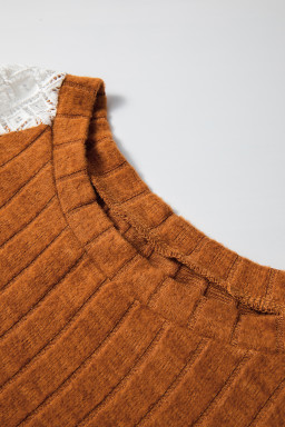 Cinnamon Floral Patchwork Raglan Sleeve Ribbed Top