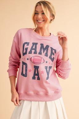 Pink Rugby GAME DAY Graphic Drop Shoulder Sweatshirt