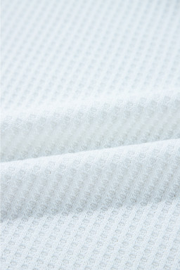 White Leopard Waffle Knit Patchwork Button V Neck Top