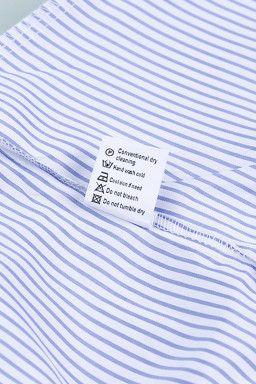 Light Blue Casual Striped Shirred Cuffs Shirt