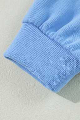 Myosotis Pearl Sleeves Ribbed Pullover Sweatshirt