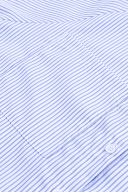 Light Blue Casual Striped Shirred Cuffs Shirt