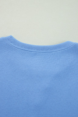 Myosotis Pearl Sleeves Ribbed Pullover Sweatshirt