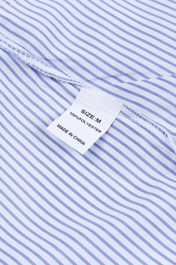 Light Blue Casual Striped Shirred Cuffs Shirt