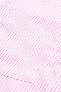 Pink Striped Casual Shirred Cuffs Shirt