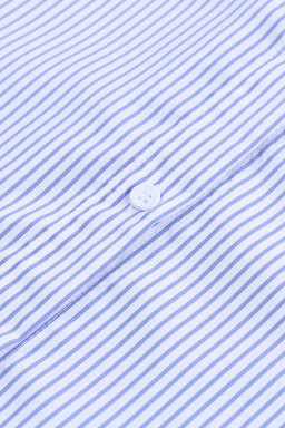 Light Blue Casual Striped Shirred Cuffs Shirt
