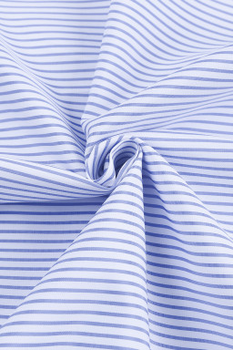 Light Blue Casual Striped Shirred Cuffs Shirt