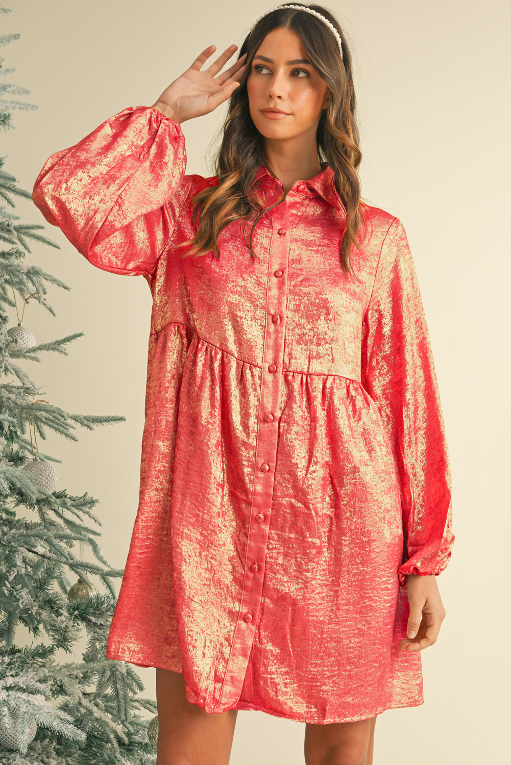 PEACH BLOSSOM WOVEN MINI DRESS main image 1