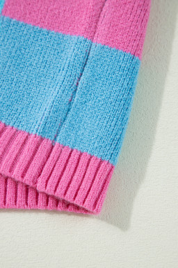 Sachet Pink Colorblock Checkered Knit Dolman Sweater Vest