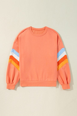 Flamingo Patchwork Drop Sleeve Loose Sweatshirt