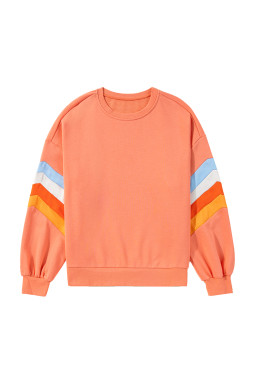 Flamingo Patchwork Drop Sleeve Loose Sweatshirt