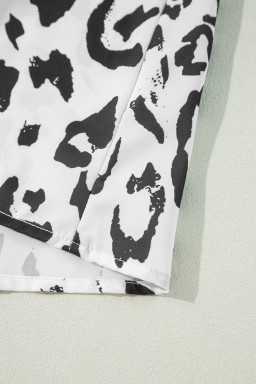 Black Leopard Print V Neck 3/4 Sleeve Blouse